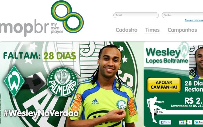 Palmeiras - em 2012 o clube vivia um momento de crise financeira e a diretoria tinha dificuldades em trazer reforços para o elenco. Portanto, o clube realizou uma vaquinha com os torcedores para contratar o volante Wesley. Foram arrecadados apenas R$ 800 mil dos R$ 21 milhões previstos, mas um investidor ajudou o clube na compra do jogador por R$ 14 milhões. 