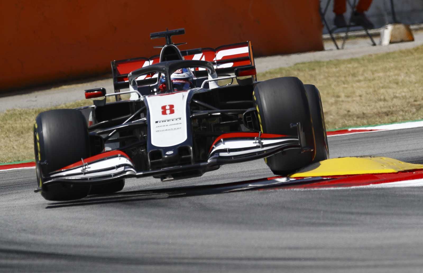 Romain Grosjean em ação no treino classificatório para o GP da Espanha