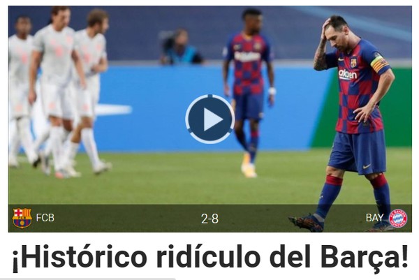 Site espanhol Sport: 'Histórico ridículo do Barça"