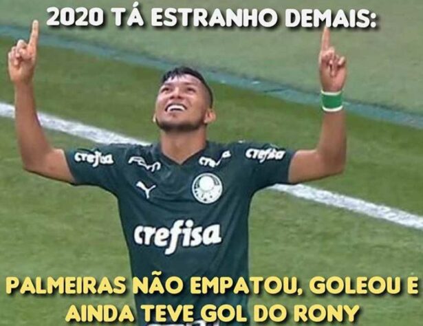 Primeiro gol de Rony com a camisa do Palmeiras rende memes nas redes sociais