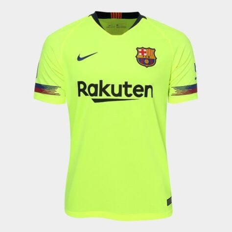 Camisa away Barcelona 2018/2019 - De volta ao amarelo-fluorescente, a camisa ficou marcada pela eliminação traumática para o Liverpool na semifinal da Liga dos Campeões.