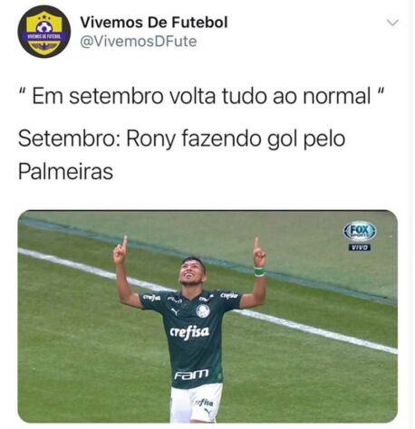 Primeiro gol de Rony com a camisa do Palmeiras rende memes nas redes sociais