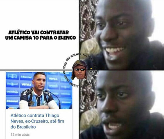 Negociação entre Atlético-MG e Thiago Neves rendeu memes nas redes sociais