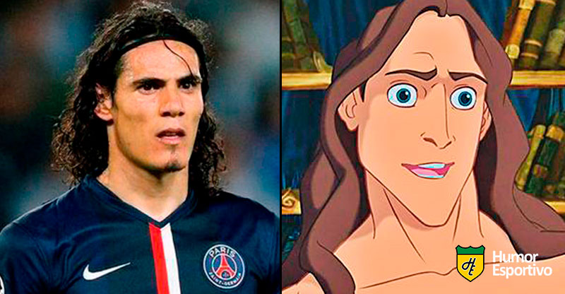 Jogadores parecidos com desenho: Cavani e Tarzan