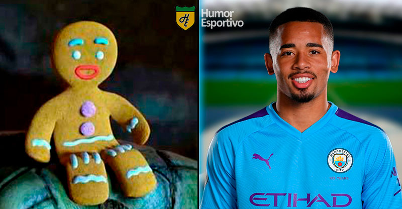 Jogadores parecidos com desenho: Gabriel Jesus e o Biscoito (Shrek)