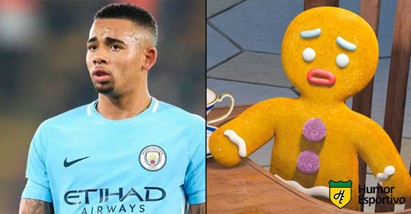 Jogadores parecidos com desenho: Gabriel Jesus e o Biscoito (Shrek)