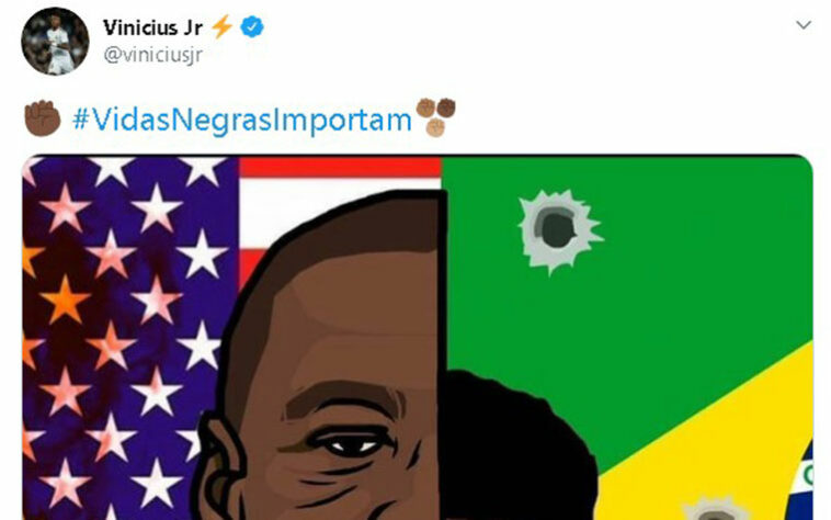 Vinícius Júnior dedica gols à luta contra o racismo em suas redes socias. O jogador vem postando sobre sua luta contra o racismo mundial cada vez mais e usando sua voz para expor as dificuldades do dia a dia.