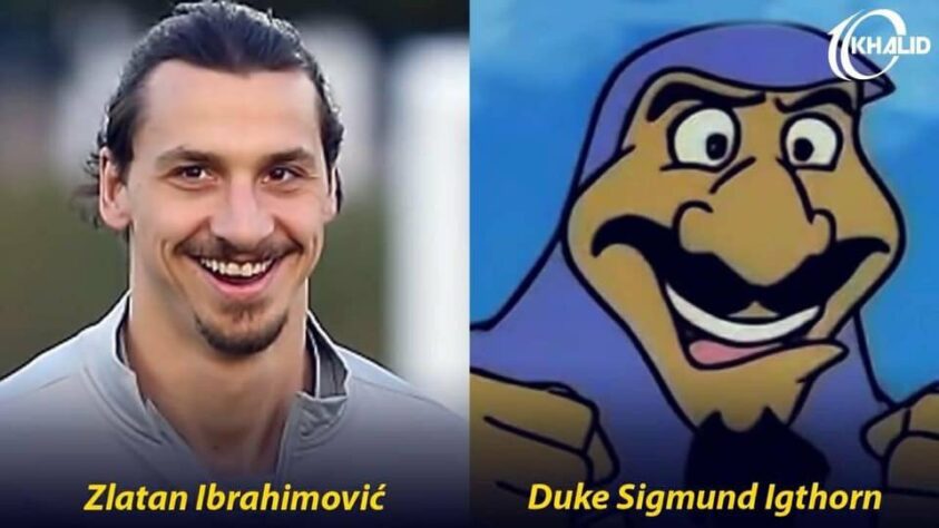 Jogadores parecidos com desenho: Zlatan Ibrahimovic e Duke Sigmund