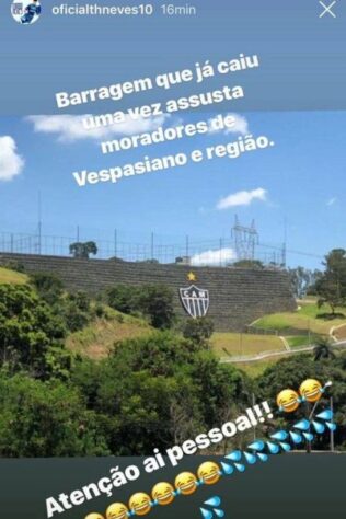 Por ser um dos maiores nomes recentes do Cruzeiro, obviamente Thiago Neves não é nada querido no Atlético-MG. Em janeiro de 2019, porém, ele foi longe demais: postou uma foto do CT atleticano e escreveu “Barragem que já caiu uma vez assusta moradores de Vespasiano e região. Atenção aí, pessoal”. No caso, ele fazia referência à queda de barragem que provocou a morte de mais de 100 pessoas em Brumadinho e à queda do Atlético à Série B, em 2005. Depois, ele apagou a mensagem e se desculpou.