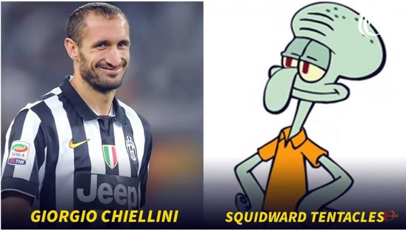 Jogadores parecidos com desenho: Chiellini e Lula Molusco