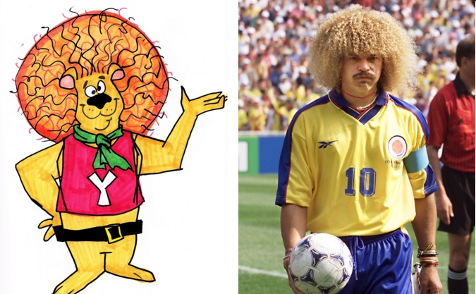 Jogadores parecidos com desenho: Valderrama e o Cabeludo, o Urso de Cabelo Duro