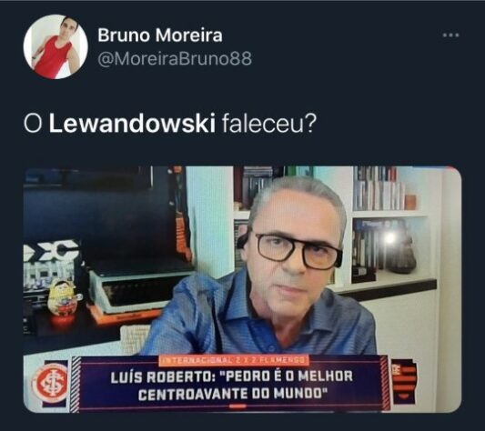 Luis Roberto compara Pedro, do Flamengo, a Lewandowski e vira meme nas redes sociais