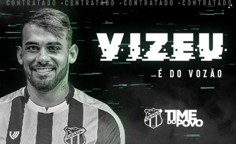 FECHADO - O atacante Felipe Vizeu, ex-Flamengo e ex-Grêmio, está de volta ao futebol brasileiro. O jogador foi anunciado oficialmente como o mais novo reforço do Ceará. O atleta de 23 anos estava no Akhmat Grozny, da Rússia, e foi emprestado pela Udinese (ITA) ao Vozão até junho de 2021.