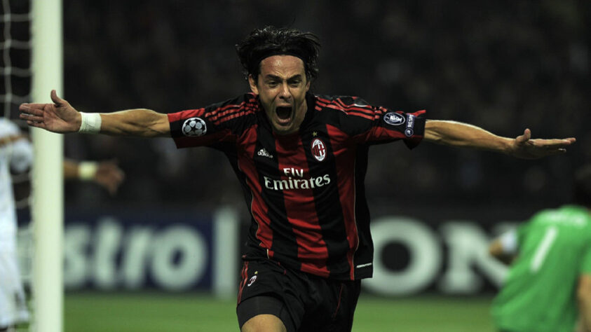 Inzaghi: Atuando por Milan e Juventus, Inzaghi anotou 46 gols, ficando na oitava colocação.