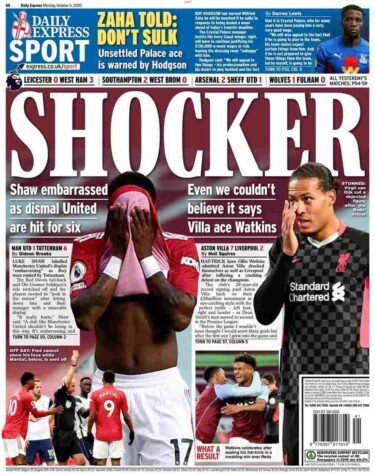 O Daily Express classificou como chocante a derrota dos dois grandes da Inglaterra