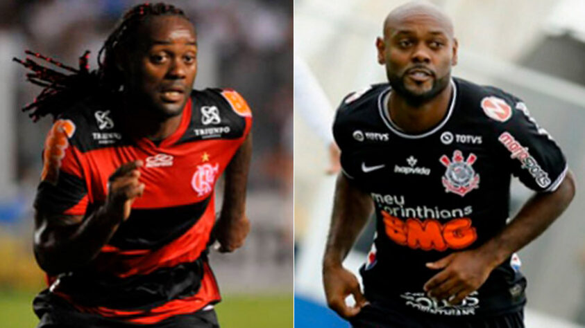 VÁGNER LOVE – Vágner Love teve duas passagens pelo Corinthians e duas pelo Flamengo. No time paulista, conquistou um Campeonato Brasileiro (2015) e um Paulista (2019). Já no Rio de Janeiro não levantou nenhuma taça.