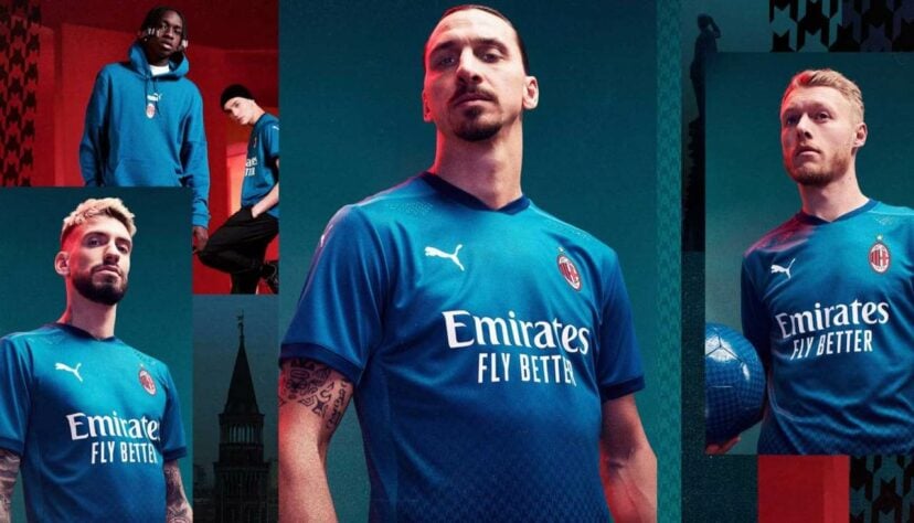 Tradicionalmente marcado pelas cores vermelha e preta, o Milan fez diferente nessa temporada e usou o azul em seu terceiro uniforme. Na parte de baixo, há uma técnica degradê formada pela textura Houndstooth, que faz homenagem a moda de Milão.