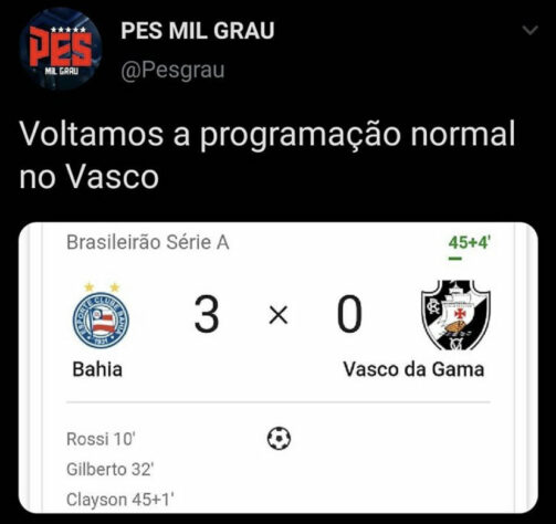 Brasileirão: os melhores memes de Bahia 3 x 0 Vasco da Gama
