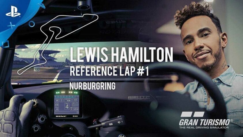 Já no GT Sport, Hamilton virou uma espécie de “mentor” no modo Carreira. Existe um modo que permite desafiar voltas rápidas do inglês.