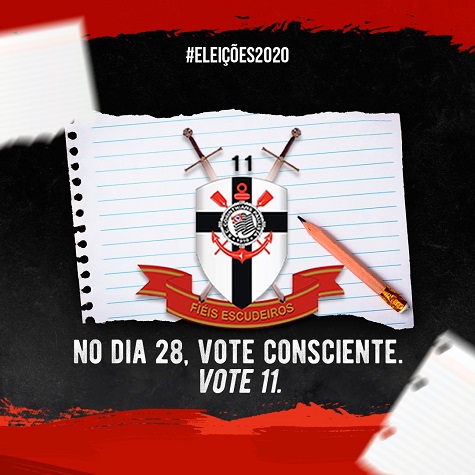 11 - Fiéis Escudeiros - Não declara apoio a um candidato na eleição. Entre as propostas apresentadas pela chapa estão: planos para torcedores de baixa renda, auditoria permanente, planejamento, contenção de custos, gestão, organização e compliance. Tudo isso "focando a estratégia no principal ativo do Clube: o sócio".