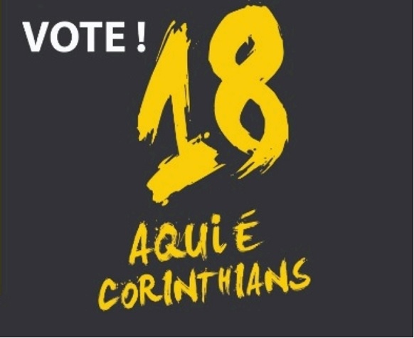 18 - Aqui É Corinthians - Apoia a candidatura de Duílio Monteiro Alves. Grupo com mais mulheres candidatas. Propostas: Modernização de espaços na sede social, divulgação de eventos do clube (novos e antigos), transparência nas decisões da diretoria e do Conselho, lutar por futebol competitivo e representar o sócio.