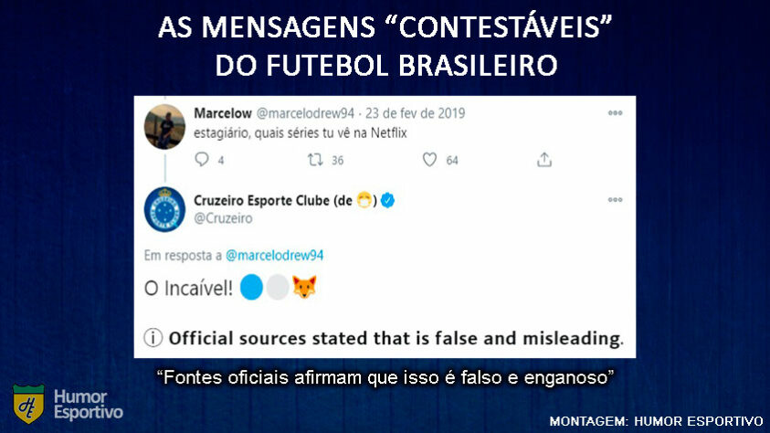 O Cruzeiro sempre se gabou de ser "incaível", mas a queda no Brasileirão de 2019 mostrou que a afirmação não é verdadeira