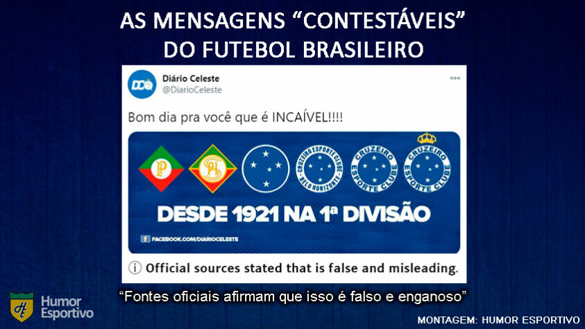 O Cruzeiro sempre se gabou de ser "incaível", mas a queda no Brasileirão de 2019 mostrou que a afirmação não é verdadeira