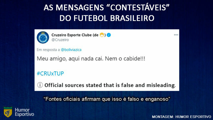 O Cruzeiro sempre se gabou de ser "incaível", mas a queda no Brasileirão de 2019 mostrou que a afirmação não é verdadeira