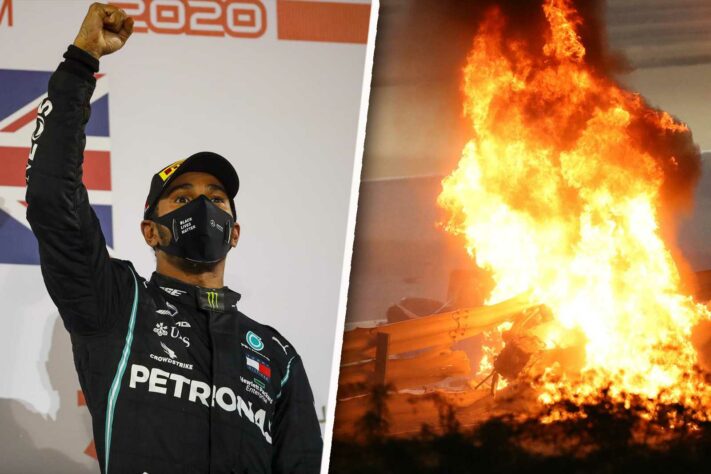 Um dia de vitória fácil de Hamilton e susto de Grosjean no Bahrein. Veja as melhores fotos. (Por GRANDE PRÊMIO)