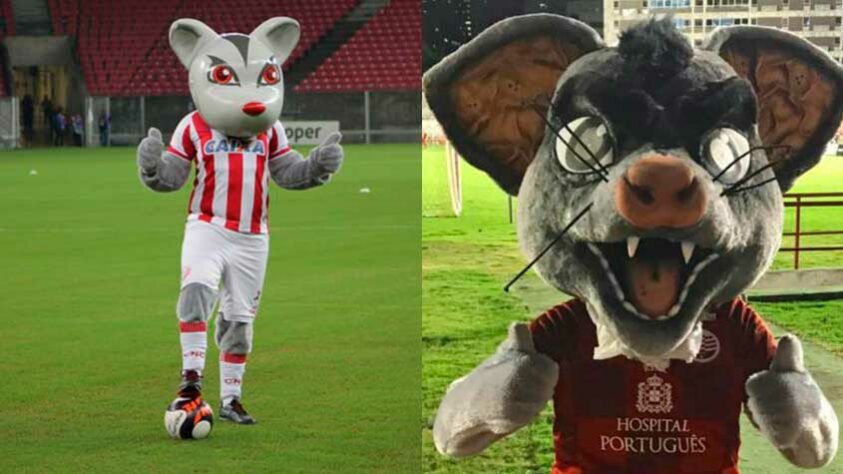 Antes e depois: na onda de renovação, o Náutico lançou o seu mascote que acabou virando meme e ganhando o apelido de 'Timbu de Chernobyl'