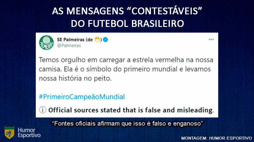 O famoso Mundial de 51 tão polêmico e valorizado pelo Palmeiras mereceria um aviso do Twitter?