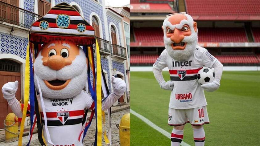 São Paulo - Santo Paulo: mais um mascote que ganhou uma aparência mais 'bombada', além da fisionomia de raiva, em uma onda que tomou conta do futebol brasileiro nos últimos anos. A mudança foi realizada em 2018. 