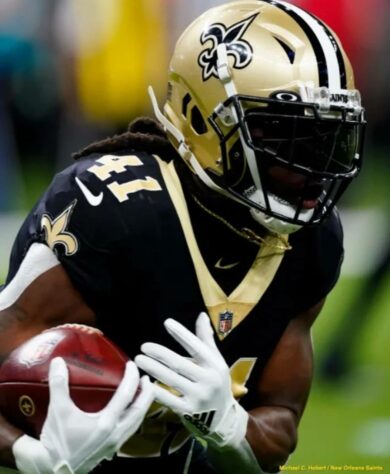 4º Alvin Kamara - Com a lesão de Drew Brees, o running back vai ter ainda mais responsabilidade no ataque dos Saints.