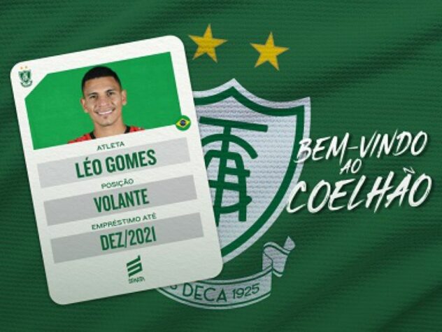 FECHADO - O América-MG concretizou a contratação do volante Léo Gomes. O novo atleta americano chega para fortalecer o plantel na sequência da disputa do Campeonato Brasileiro da Série B e também na próxima temporada. O jovem de 23 anos, que tem seus direitos pertencentes ao Athletico-PR, assina por empréstimo com o América até dezembro de 2021.