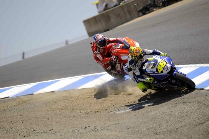 A corrida em Laguna Seca, no ano de 2008, foi marcado pela briga de Rossi com Stoner