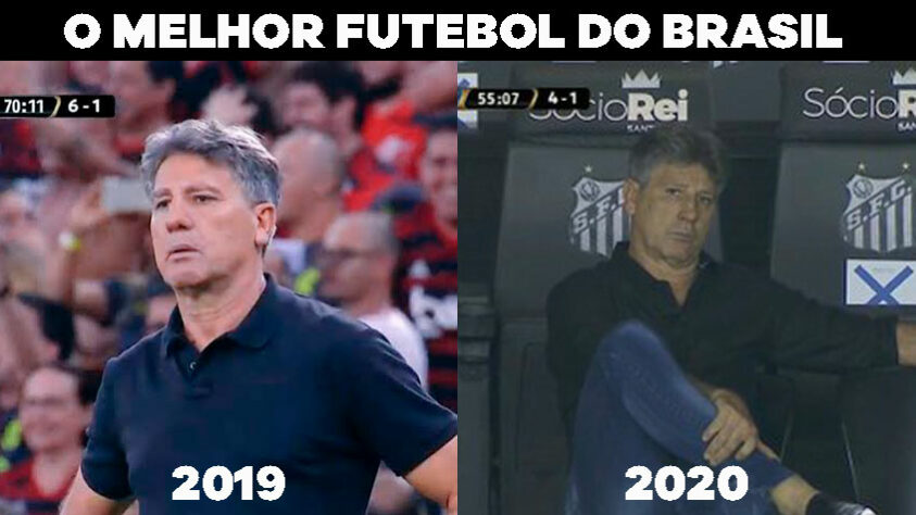 Torcedores lembraram da eliminação para o Flamengo em 2019 e ironizaram fala do treinador tricolor afirmando que o Grêmio tem o melhor futebol do Brasil. Confira os memes na galeria! (Por Humor Esportivo)