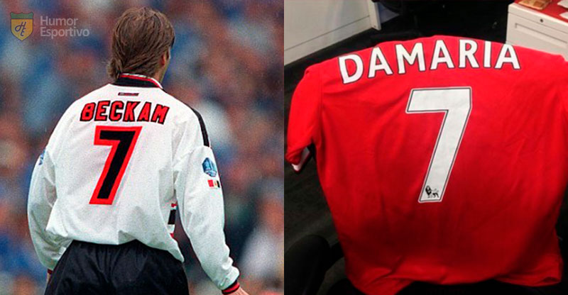 Gafes em camisas de jogadores: Di Maria virou Damaria e Beckham virou Beckam.