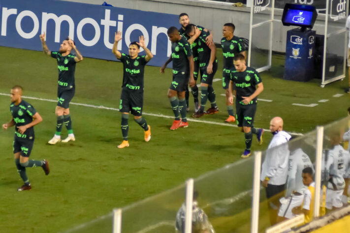 Com uma extensa lista de desfalques, o Palmeiras conseguiu um bom empate no clássico com o Santos, na Vila Belmiro. Embora tenha até virado a partida, ficando à frente no placar durante parte do segundo tempo, o Palmeiras teve uma atuação instável, sem nenhum destaque evidente em campo - notas por Nosso Palestra. 