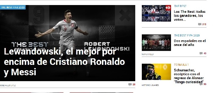 Marca (Espanha) - "Lewandowski, o melhor na frente de Cristiano Ronaldo e Messi"