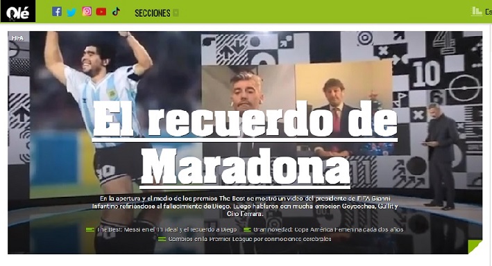 Diário Olé (Argentina) - "A lembrança de Maradona"