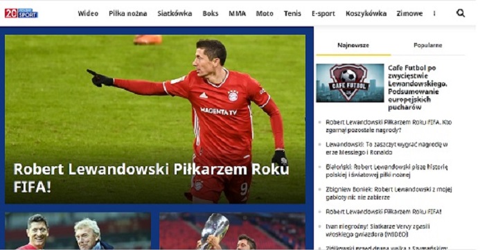 Polsat Sport (Polônia) - "Lewandowski escreve a história do futebol polonês e mundial", diz o jornal do país natal do vencedor