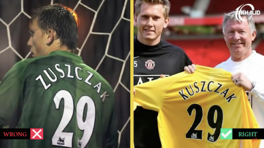 Gafes em camisas de jogadores: Kuszczak virou Zuszczak