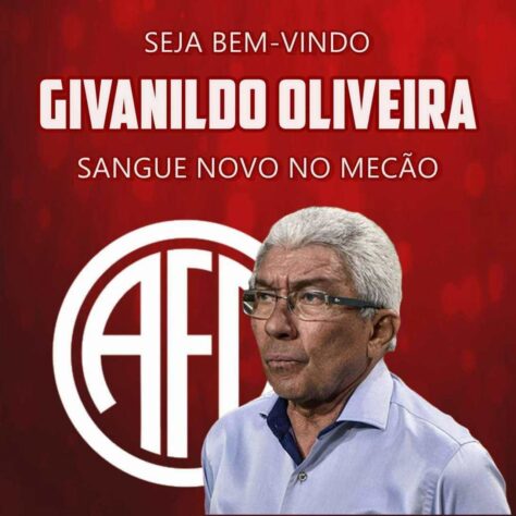 FECHADO - O América-RJ anunciou a contratação do experiente técnico Givanildo de Oliveira. Treinador assume a equipe na fase preliminar do Carioca. Esta será a primeira vez que o técnico comandará um time do Rio de Janeiro.
