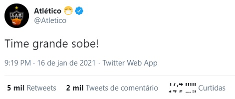 Após o apito final do jogo com o Juventude, o Atlético-MG usou as redes sociais para provocar o Cruzeiro