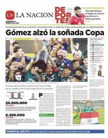 La Nación - Outro jornal paraguaio registrou o título e com destaque ao zagueiro Gustavo Gómez