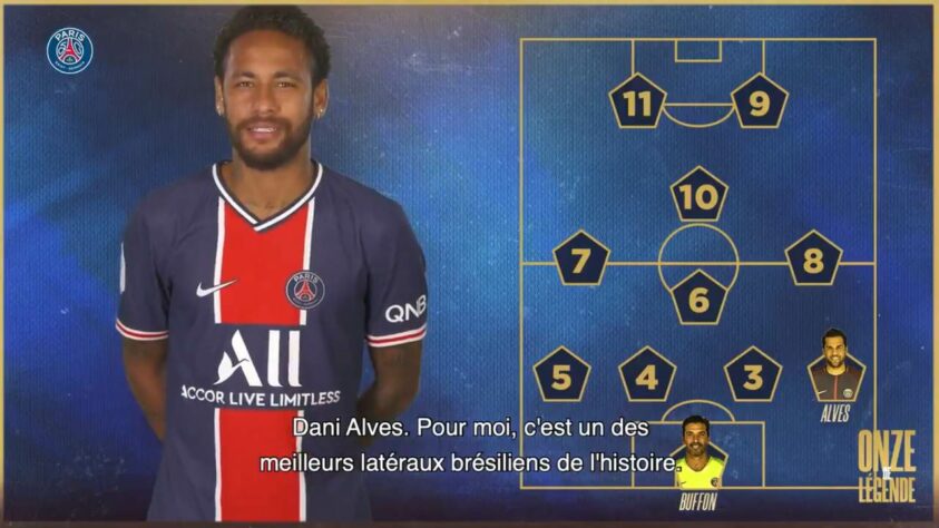 Em janeiro deste ano, Neymar escalou o seu Paris Saint-Germain dos sonhos. As opiniões do atacante foram gravadas em vídeo feito em homenagem aos 50 anos do PSG, clube fundado em 12 de agosto de 1970. Agora, o atacante Lionel Messi é jogador do clube de Paris. Veja o time dos sonhos escalado por Neymar! Quem poderia sair do esquadrão para a entrada de Messi?