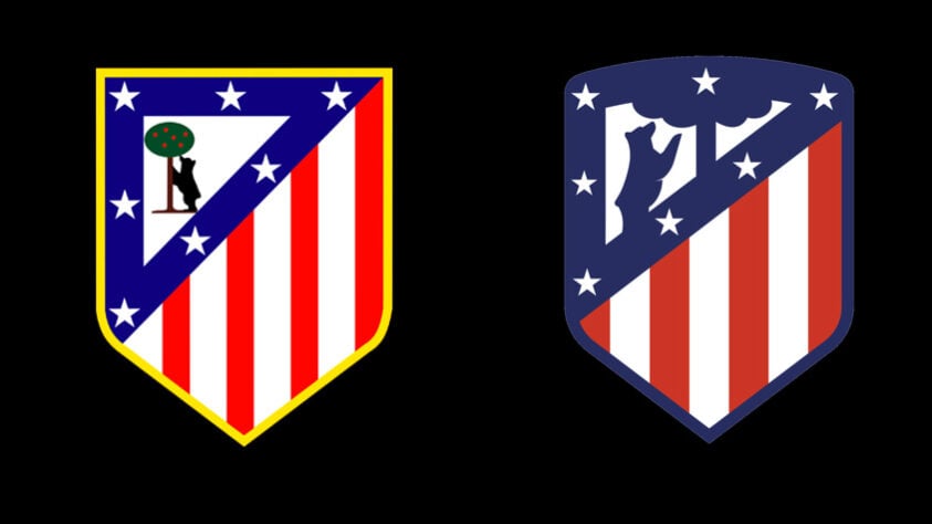 Atlético de Madrid - O Atlético de Madrid mudou seu escudo na temporada 2017-2018 e passou a ter tons mais escuros e um design mais simples, com as faixas mais grossas.
