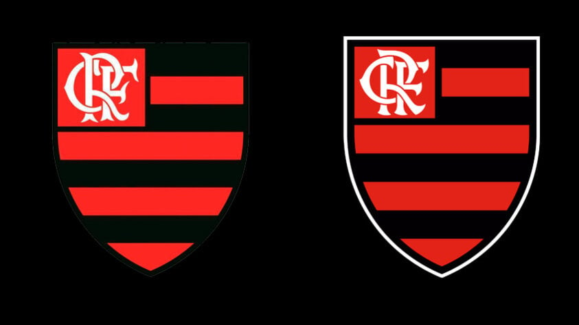Flamengo - Em 2017, o Flamengo passou por uma redesign no escudo do time. Houve um ajuste do CRF, as letras que compõem a identificação do clube, além da correção de alguns detalhes de cores e contornos