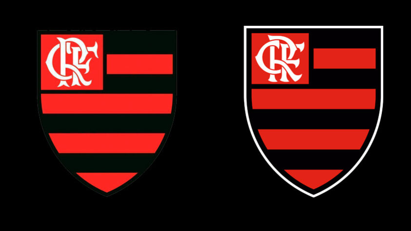 Flamengo - Em 2017, o Flamengo passou por uma redesign no escudo do time. Houve um ajuste do CRF, as letras que compõem a identificação do clube, além da correção de alguns detalhes de cores e contornos