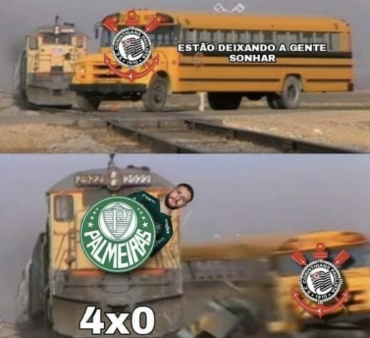 Palmeiras atropela o Corinthians por 4 a 0 e resultado rende memes nas redes sociais